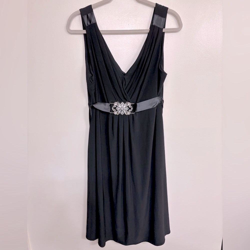 Scarlett Nite Black Ruched Embellished Cocktail Dress